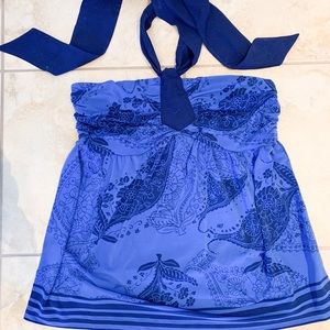 The Limited never worn blue halter top with floral paisley pattern L